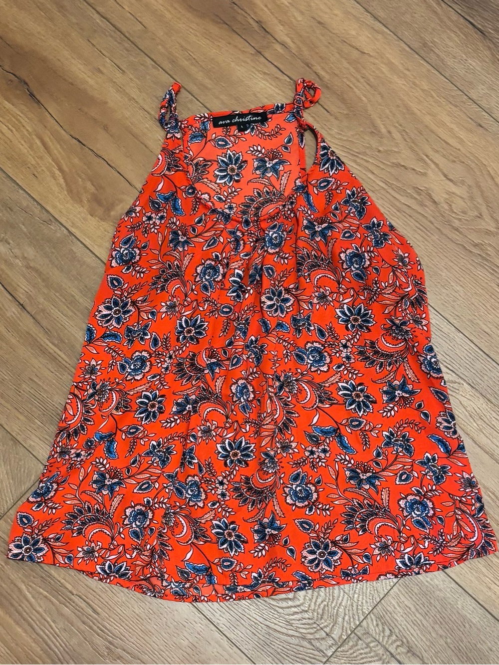 Ava Christine Orange Floral Tank Top